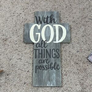 Inspirational Gray and White Wall Cross Decor